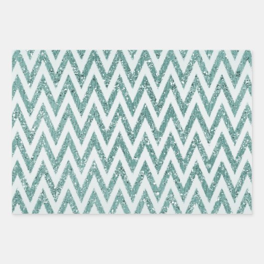 Glitzy Green Chevron Stripes Kerstmis Inpakpapier Vel (Voorkant 2)