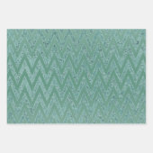 Glitzy Green Chevron Stripes Kerstmis Inpakpapier Vel (Voorkant)