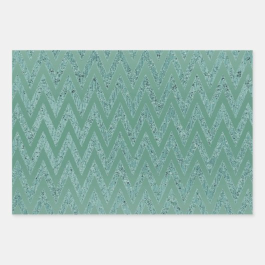 Glitzy Green Chevron Stripes Kerstmis Inpakpapier Vel (Voorkant)