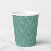 Glitzy Green Chevron Stripes Kerstmis Papieren Bekers (Achterkant)