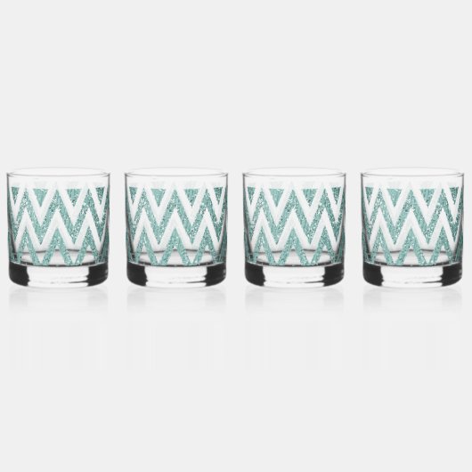 Glitzy Green Chevron Stripes Kerstmis Whisky Glas (Voorkant)