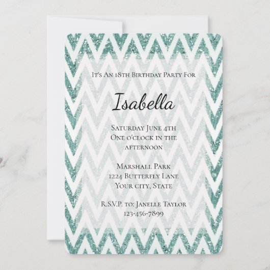 Glitzy Green Emerald Mint Zigzag Stripes Kaart (Achterkant)