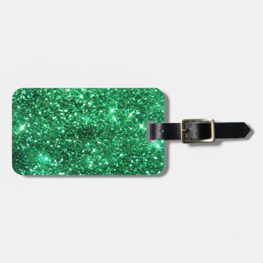 Glitzy Green Glitter Bagagelabel (Voorkant horizontaal)
