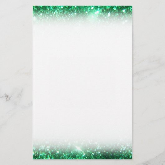 Glitzy Green Glitter Briefpapier (Voorkant)