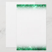 Glitzy Green Glitter Briefpapier (Voorkant / Achterkant)