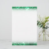 Glitzy Green Glitter Briefpapier (Staand voorkant)