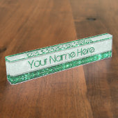 Glitzy Green Glitter Naambordje (Zijkant)