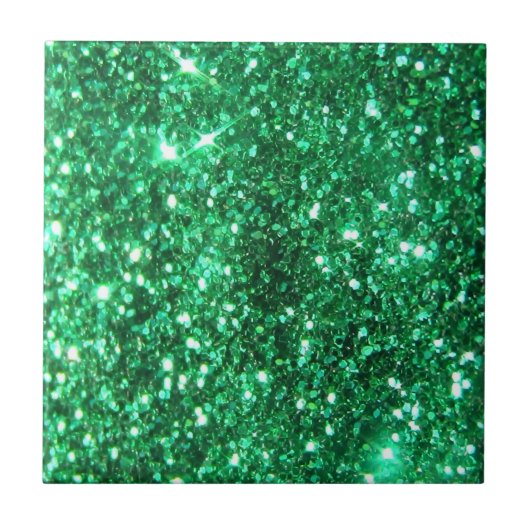 Glitzy Green Glitter Tegeltje (Voorkant)