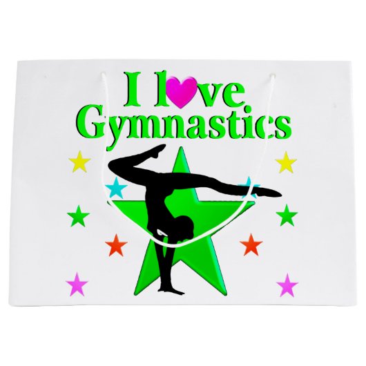 GLITZY GREEN IK HOU VAN GYMNASTIEK ONTWERP LARGE CADEAUTASJE (Voorkant)