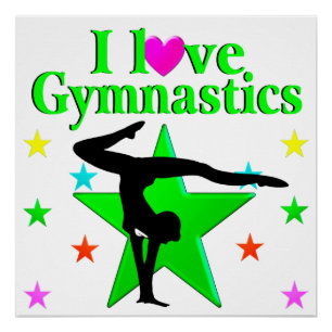 GLITZY GREEN IK HOU VAN GYMNASTIEK ONTWERP POSTER