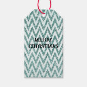 Glitzy Green White Chevron Stripes Kerstmis Cadeaulabel (Voorkant)