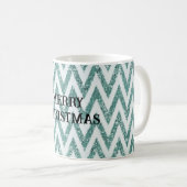 Glitzy Green White Chevron Stripes Kerstmis Koffiemok (Voorkant rechts)