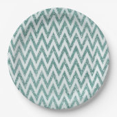 Glitzy Green White Chevron Stripes Kerstmis Papieren Bordje (Voorkant)