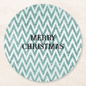 Glitzy Green White Chevron Stripes Kerstmis Ronde Kartonnen Onderzetter (Voorkant)