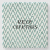 Glitzy Green White Chevron Stripes Kerstmis Stenen Onderzetter (Voorkant)