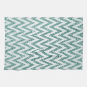 Glitzy Green White Chevron Stripes Kerstmis Theedoek (Horizontaal)