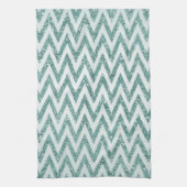 Glitzy Green White Chevron Stripes Kerstmis Theedoek (Verticaal)