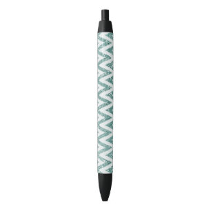 Glitzy Green White Chevron Stripes Kerstmis Zwarte Inkt Pen