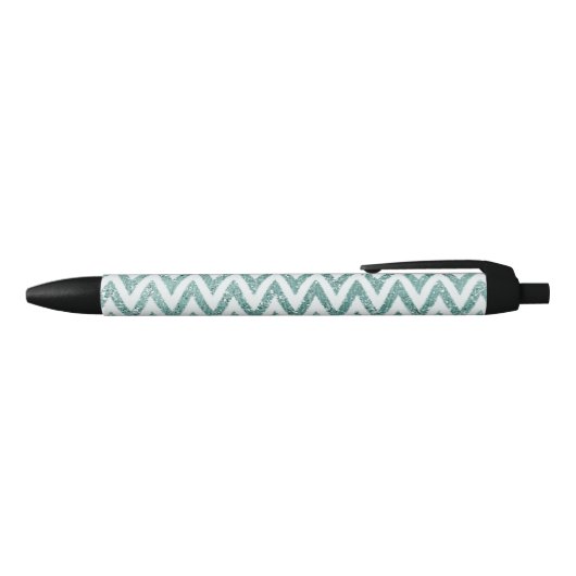 Glitzy Green White Chevron Stripes Kerstmis Zwarte Inkt Pen (Bovenkant)