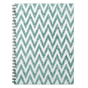 Glitzy Green White Chevron Stripes Notitieboek