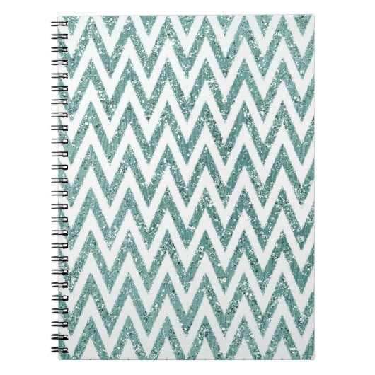 Glitzy Green White Chevron Stripes Notitieboek (Voorkant)