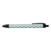 Glitzy Green White Chevron Zigzag Stripes Zwarte Inkt Pen (Bovenkant)