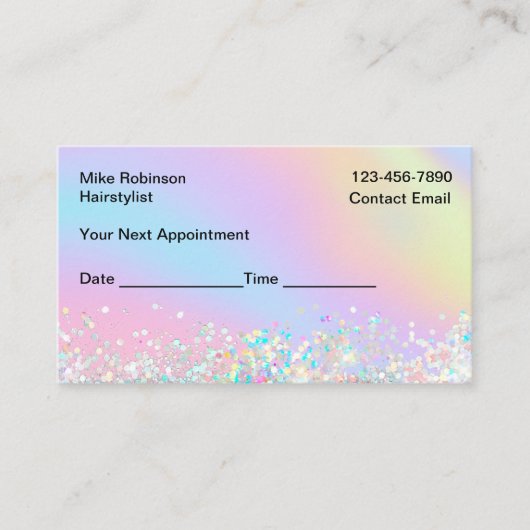 Glitzy Haarstylist Afspraakkaarten voor klanten Afsprakenkaartje (Voorkant)