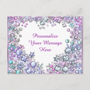 Glitzy Heart Pareltjes Persoonlijk Bericht Briefkaart