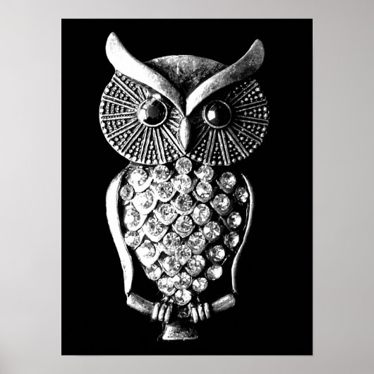 Glitzy Jeweled Metal Owl Poster (Voorkant)