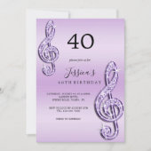 Glitzy Lila Muzieknoten Verjaardag Kaart (Voorkant)