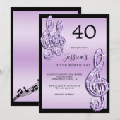 Glitzy Lila Muzieknoten Verjaardag Kaart (Voorkant / Achterkant)