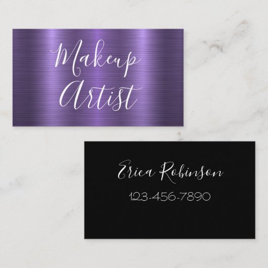 Glitzy Makeup Artist Paarse achtergrond Visitekaartje (Voorkant / Achterkant)