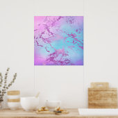 Glitzy Marble | Girly Glam Pink Blue Paars Ombre Poster (Keuken)