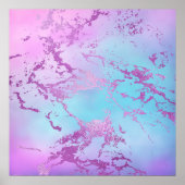 Glitzy Marble | Girly Glam Pink Blue Paars Ombre Poster (Voorkant)