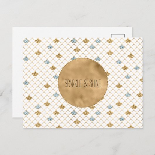 Glitzy Mermaid Blue Glitter Briefkaart (Voorkant / Achterkant)