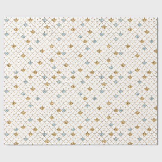 Glitzy Mermaid Blue Glitter Cadeaupapier (Vlak)
