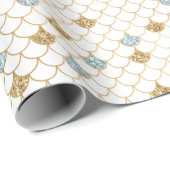 Glitzy Mermaid Blue Glitter Cadeaupapier (Rol Hoek)