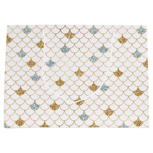 Glitzy Mermaid Blue Glitter Groot Cadeauzakje (Voorkant)