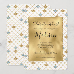 Glitzy Mermaid Blue Glitter Kaart