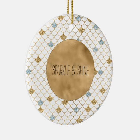 Glitzy Mermaid Blue Glitter Keramisch Ornament (Rechts)