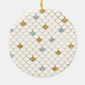 Glitzy Mermaid Blue Glitter Keramisch Ornament (Achterkant)