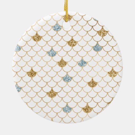 Glitzy Mermaid Blue Glitter Keramisch Ornament (Achterkant)