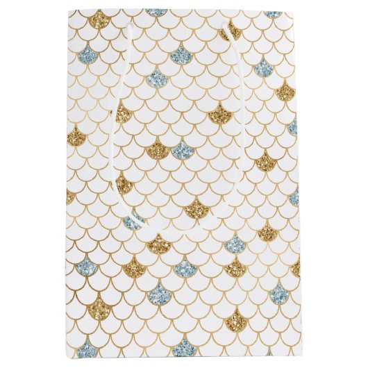 Glitzy Mermaid Blue Glitter Medium Cadeauzakje (Voorkant)
