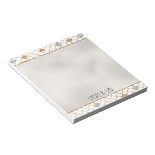 Glitzy Mermaid Blue Glitter Notitieblok (Schuin)