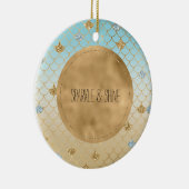 Glitzy Mermaid Blue Glitter Ombre Keramisch Ornament (Rechts)