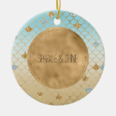 Glitzy Mermaid Blue Glitter Ombre Keramisch Ornament (Voorkant)