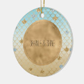 Glitzy Mermaid Blue Glitter Ombre Keramisch Ornament (Links)