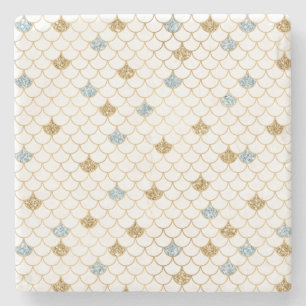 Glitzy Mermaid Blue Glitter Stenen Onderzetter