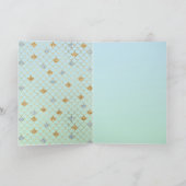 Glitzy Mermaid Blue Green Gold Gliter Kaart (Binnen)