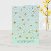 Glitzy Mermaid Blue Green Gold Gliter Kaart (Gele Bloem)